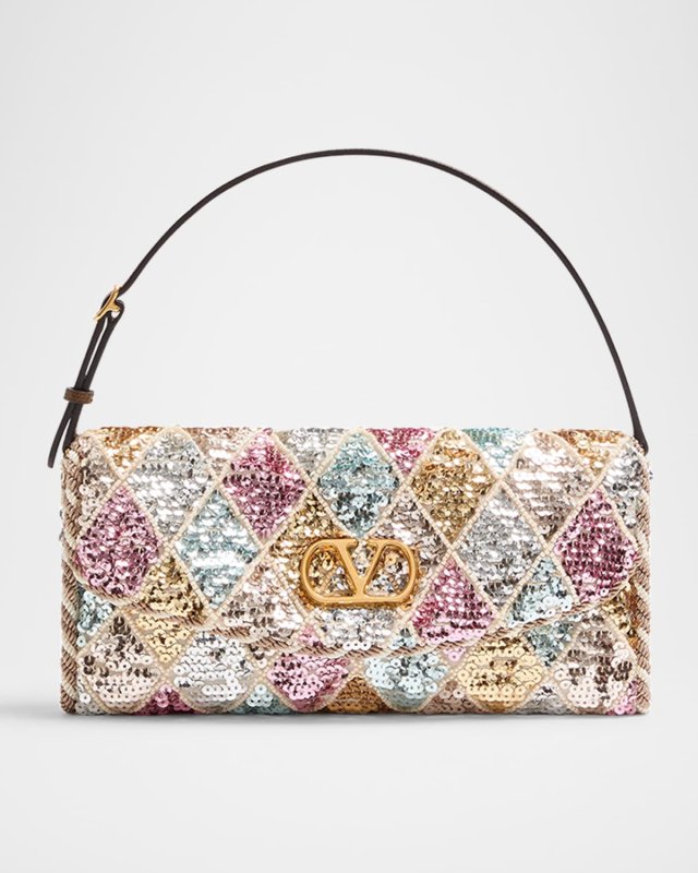 Vain Small Diamond Sequin-Embroidered Shoulder Bag